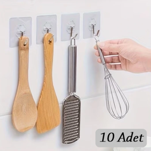 BFS 10 ADET Kendinden Yapışkanlı Şeffaf Askı