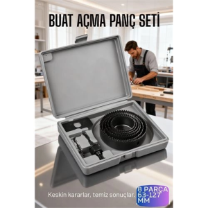 BFS 8 Parça Profesyonel Panç Buat Açma Seti - Ahşap ve Alçıpan Delme Testere Seti (63-127 mm)
