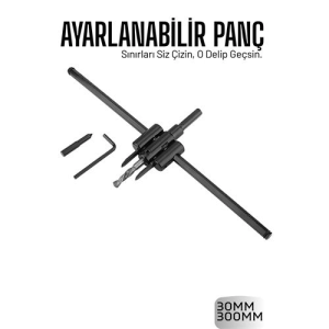 BFS Profesyonel Ayarlı Daire Kesici Panç Seti (30-300mm) - Tungsten Çelik Uçlu Hassas Delme Seti