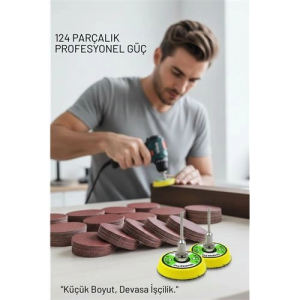 BFS Pimli 50mm Cırt Zımpara Taban Seti 124 Parça Matkap ve Gravür Uyumlu Profesyonel Hobi Seti