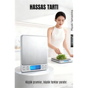 BFS Hassas Terazi 0.01g - 500g Dijital Mutfak ve Kuyumcu Tartısı - Diyet Tartısı Çelik Yüzey