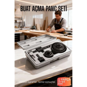 BFS 11 Parça Profesyonel Panç Buat Açma Seti - Ahşap ve Alçıpan Delme Testere Seti (19-64 mm)