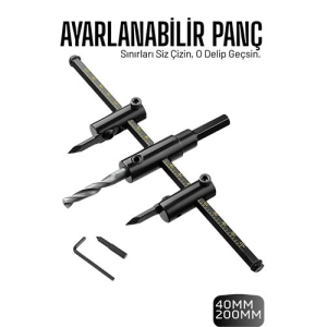 BFS Profesyonel Ayarlı Daire Kesici Panç Seti (40-200mm) - Tungsten Çelik Uçlu Hassas Delme Seti