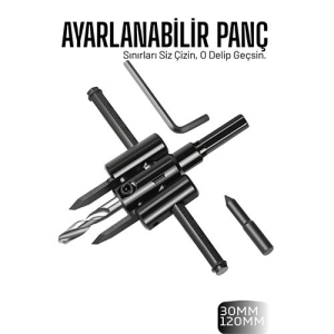 BFS Profesyonel Ayarlı Daire Kesici Panç Seti (30-120mm) - Tungsten Çelik Uçlu Hassas Delme Seti