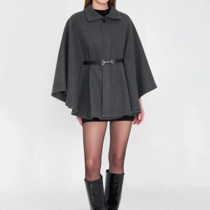 Kemerli kaşe panço antrasit pt