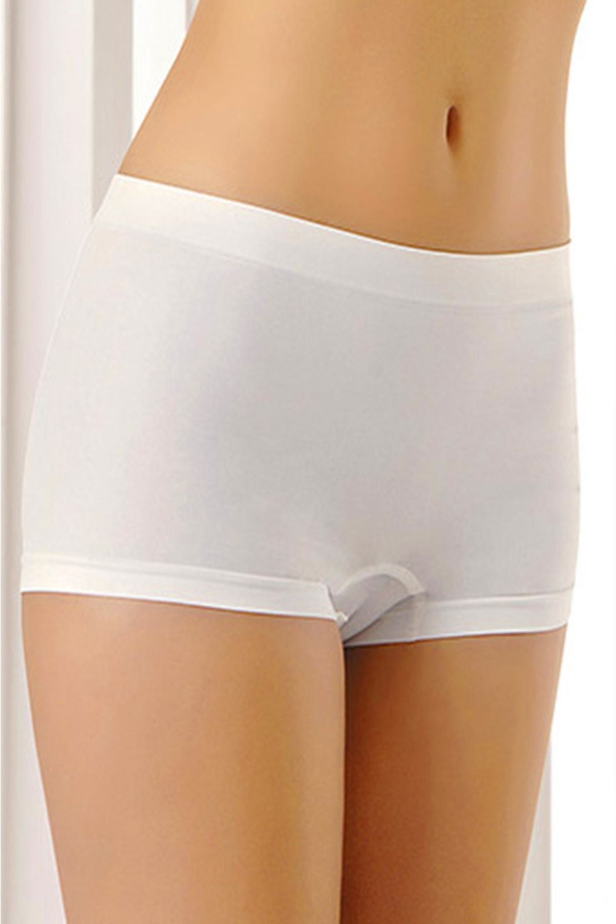 Beyaz Dikişsiz Kadın Boxer Korse Korse - 700 - Beden M