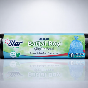 Star Plus Standart Battal Boy Çöp Torbası 75x90 cm 10 Adet Dayanıklı Büyük Boy Çöp Poşeti