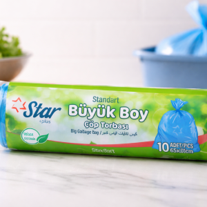 Star Plus Standart Büyük Boy Çöp Torbası 65x80 cm 10 Adet Dayanıklı Sızdırmaz Çöp Poşeti