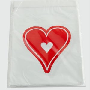 11X17 Kalp Sedef Poşet Paketi 100 Adet-Beyaz