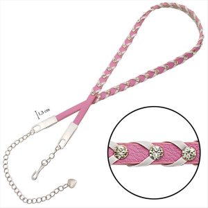 Örgülü Deri Taşlı Kemer-Turuncu