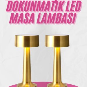 Altın Rengi Masa ve Gece Lambası Dokunmatik Şarjlı Masa Lambası