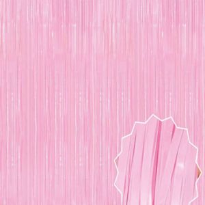 Soft Pembe Püsküllü Kapı Perdesi - Parti, Baby Shower, Cinsiyet Partisi 1x2 m