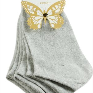 3 Çift Gri Renkli Snekars Çorap-Gri