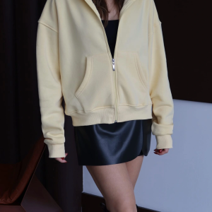 3 iplik şardonlu kapşonlu hoodie frm sarı p510437 (Beden: M)