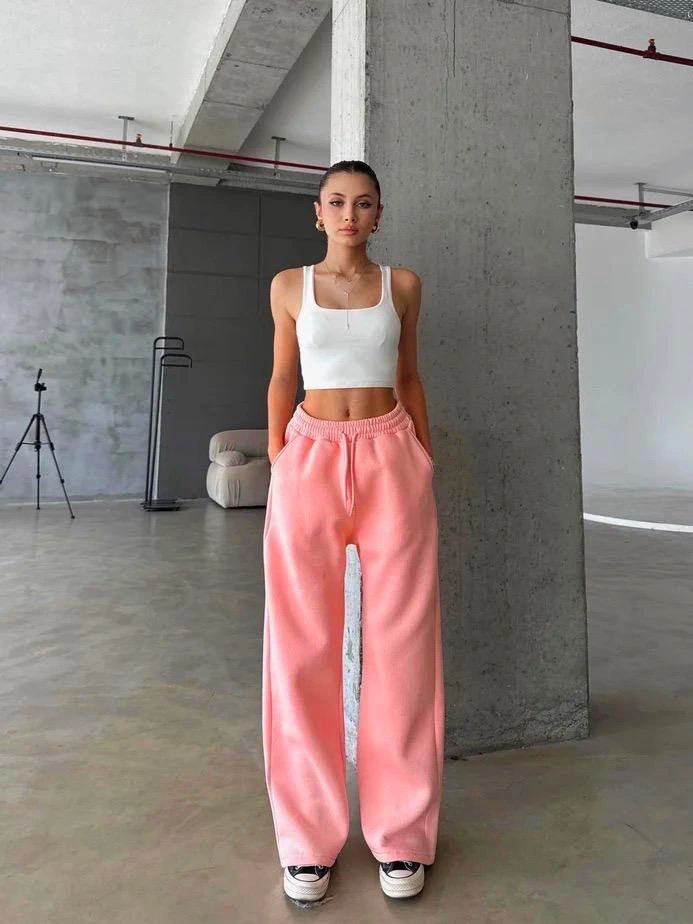 3 iplik şardonlu oversize eşofman somon (Beden: S)