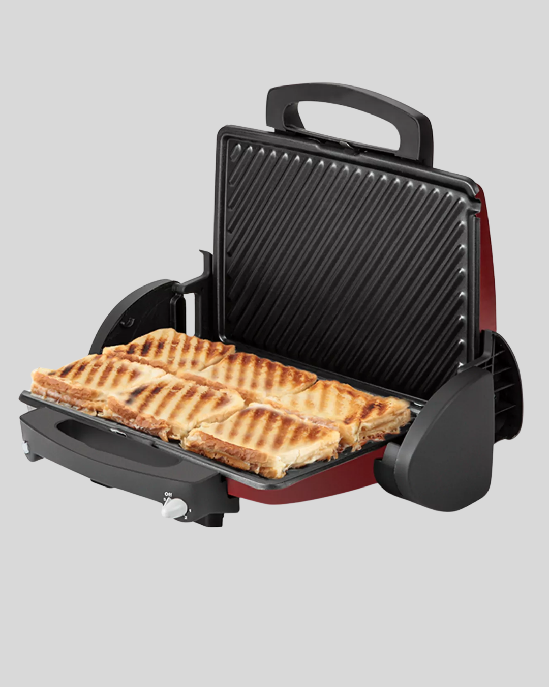 Tost Makinesi Kırmızı Döküm Plaka 6+ Dilim Çok Kapasiteli Izgara - Görsel 2