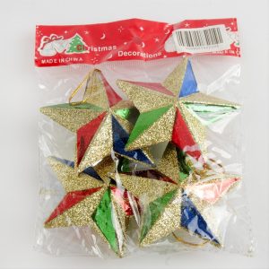 4 Adet Simli Yıldız Yılbaşı Ağaç Süsü 7 cm-Sarı
