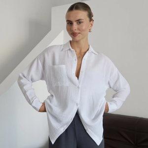 Tek cepli müslin gömlek beyaz pt (Beden: M)