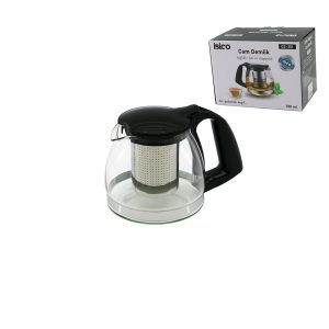 700ML CAM DEMLİK ÇELİK SÜZGEÇLİ - PLASTİK KULP - KAPAK - KROM ÇERÇEVE (5296)