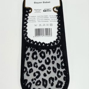 Benekli Dantel Babet Çorap-Siyah