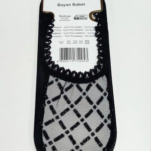 Çarpı Dantel Babet Çorap-Siyah