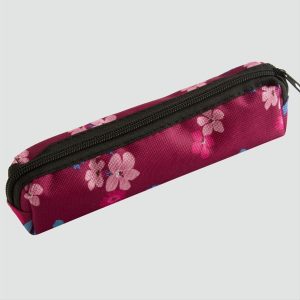 Çiçek Desenli Kalemlik Cüzdan-Kırmızı