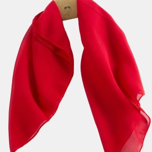 Kırmızı Siyah Şifon Fular 50 cm-Kırmızı