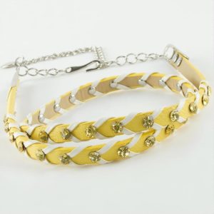 Örgülü Deri Taşlı Kemer-Siyah