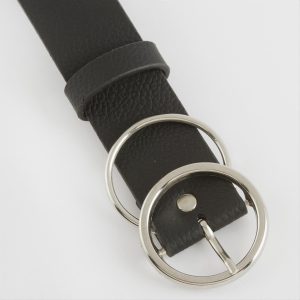 Yuvarlak Tokalı Kemer 3 cm-Siyah