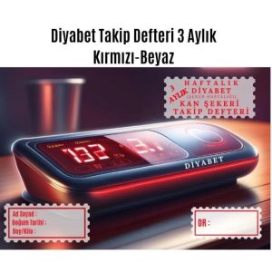 Diyabet Ölçüm Takip Çizelgesi Defteri A Kalite Özel Tasarım 3 Aylık A5 Kırmızı