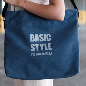 Kanvas Çapraz Askılı Tote Çanta Lacivert