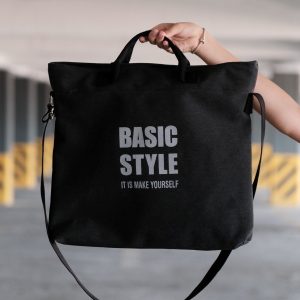 Kanvas Çapraz Askılı Tote Çanta Siyah