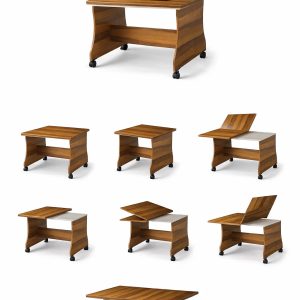 Ceviz Modüler Tekerlekli Çalışma Masası – 120x95x65 cm – Demonte