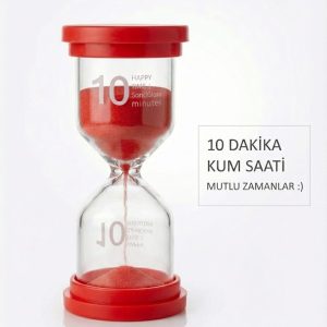 10 Dakika KIRMIZI Kum Saati - Dekoratif Cam Zamanlayıcı -Mutfak, Ders ve Oyun Süre Ölçer