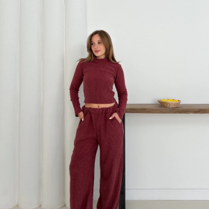 Balıkçı Yaka Örme Takım Bordo St265865 (Beden: M)