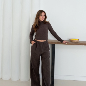 Balıkçı Yaka Örme Takım Kahve St265865 (Beden: M)