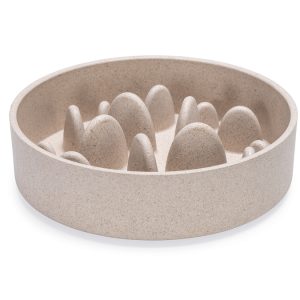 Beeztees DBL Köpek Yavaş Besleme Mama Kabı, Bambu, Bej, 17cm, 800ml