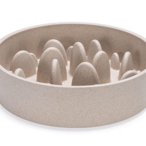Beeztees DBL Köpek Yavaş Besleme Mama Kabı, Bambu, Bej, 21cm, 1430ml