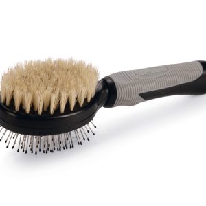 Beeztees Kısa ve Uzun Tüylü Kedi Çift Fırçası ve Tarağı, Çift Taraflı, Siyah Gri, 21cm