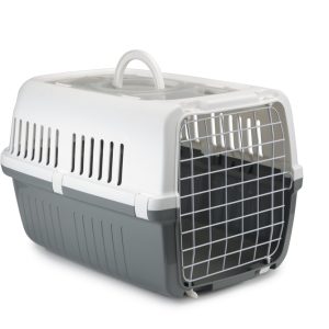 Beeztees Köpek veya Kedi Taşıma Kabı, Çift Girişli, Gri/Beyaz, 55x35x34cm