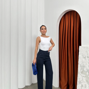 Cırtlı pantolon krep lacivert pt (Beden: M)