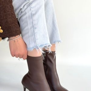 Orjen Kahverengi Cilt Streç Topuklu Bot