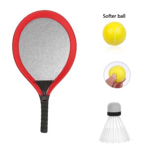 Badminton Seti ve Soft Tenis Topu - RKT-35 - Kırmızı 