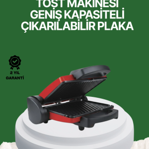 BFS 2000 Watt Teflon Tost Makinesi – Geniş Plaka, Ayarlanabilir Isı, Kolay Temizlik