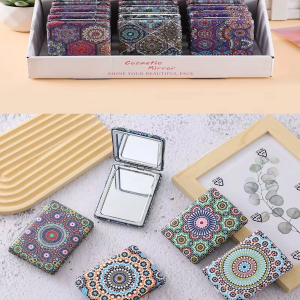 6’lı Mandala Desenli Katlanabilir Çift Taraflı Makyaj Aynası Seti – Kompakt Çanta Aynası