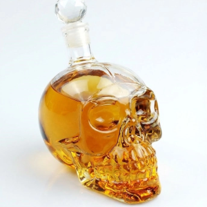 Crystal Head Kuru Kafa Cam Şişe Viski Likör Hediyelik Sürahi (1000 ML)