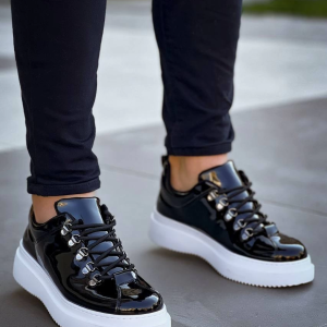 Kb-X4 Kuback Siyah Rugan Yüksek Taban Bağcıklı Günlük Erkek Ayakkabı (Numara: 44)