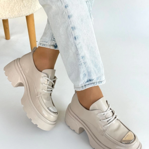 Kiya Bej Rugan Dolgu Topuk Oxford Ayakkabı (Numara: 36)