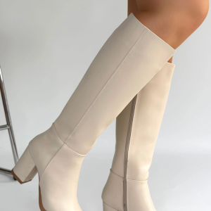 Morena Bej Cilt Bej Tabanlı Topuklu Çizme (Numara: 37)