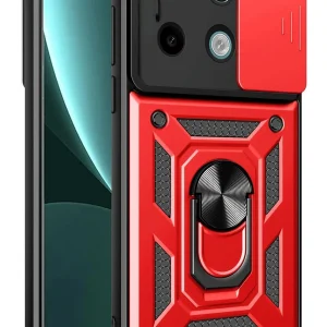 Newface Xiaomi Redmi Note 13 Pro 4G Pars Lens Yüzüklü Silikon - Kırmızı